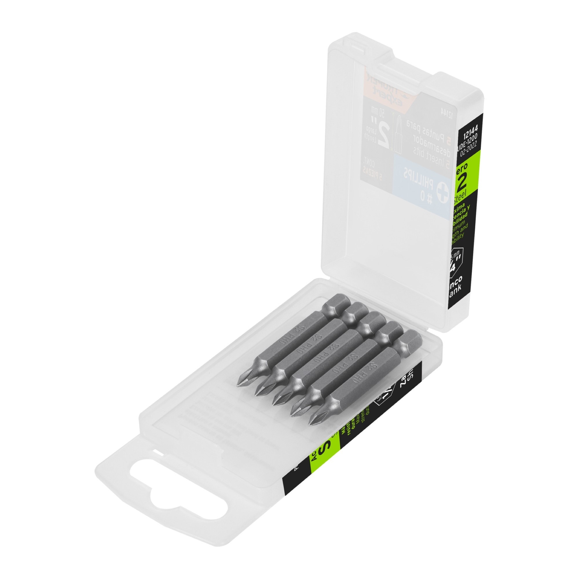 Estuche Reutilizable Con 5 Puntas Phillips Iguales PH0 De 2"